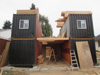house built around containers