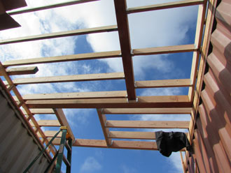 rafter framing between containers